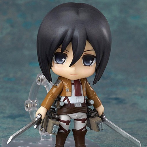 Premium-Attack on Titan Chibi Clay Figure - Mikasa Ackerman No.365 Posable Action Figure พร้อมแผ่นหน