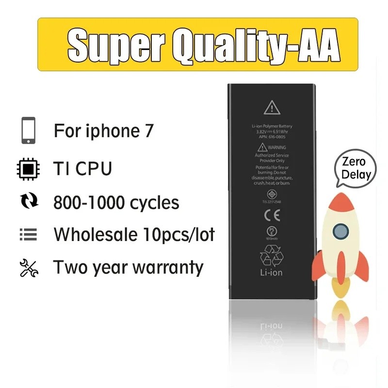 10 ชิ้น/ล็อตความจุจริง USA ป้องกันสําหรับ iPhone 7 7G 1960mAh 3.82V ของแท้ Zero Cycle เปลี่ยนอะไหล่ซ