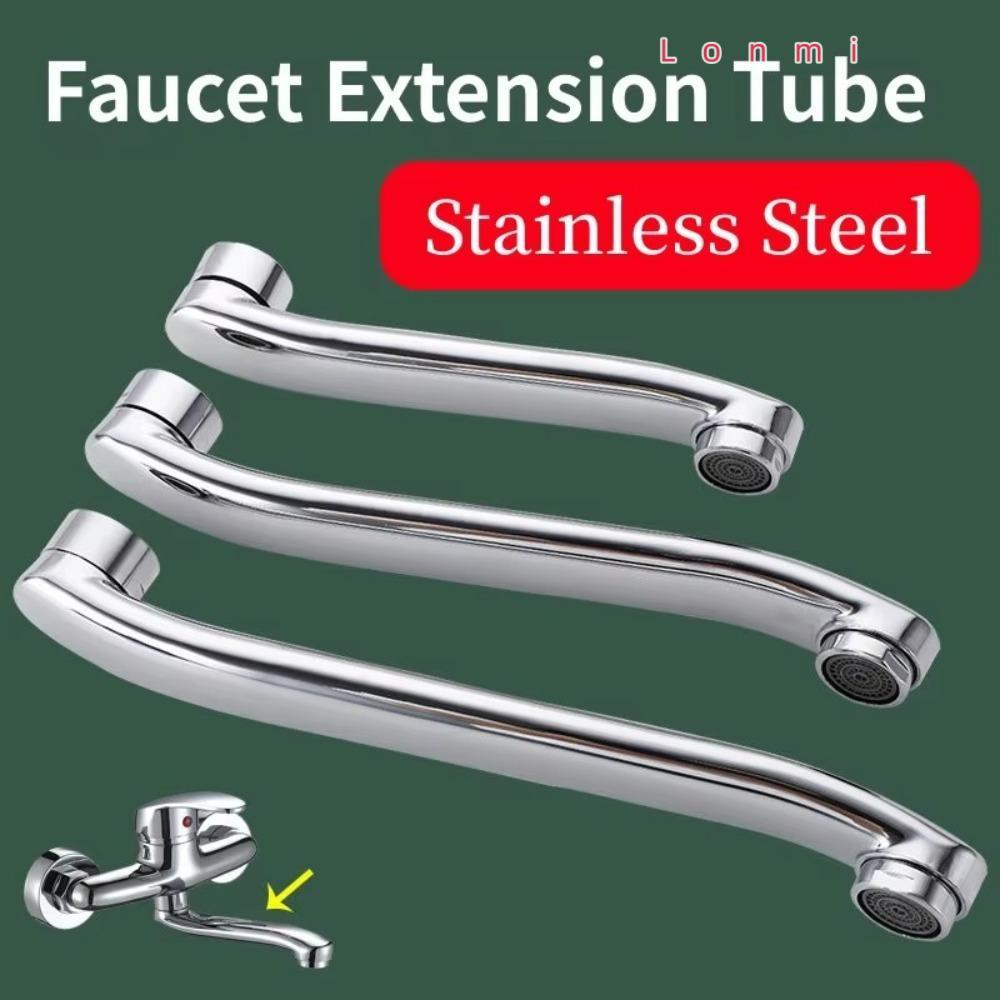 LONMI Faucet Extender Connector, S-type Quick Open Basin Faucet Tube, Fashion Stainless Steel Sink F