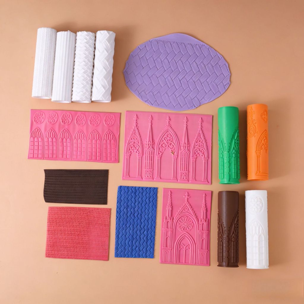 Texture Stick Soft Clay Roller เสื้อกันหนาวก่อสร้าง Texture Clay Fondant Rolling Pin Hand-Made เครื่