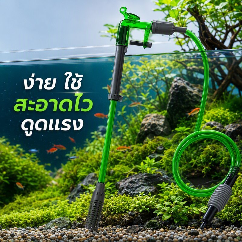ที่ดูดขี้ปลา กาลักน้ำ เปลี่ยนน้ำตู้ปลา ชุดทำความสะอาดตู้ปลา แรงดูดสูง สายยาว ปรับระดับได้
