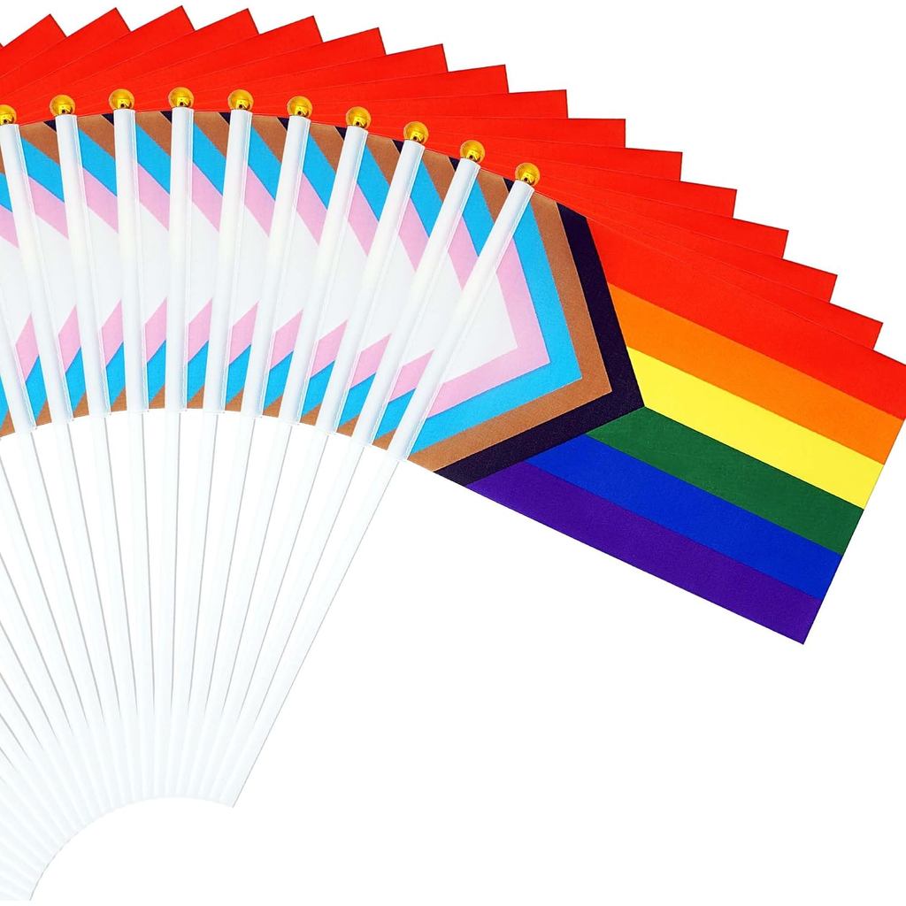 50 แพ็ค Pride Rainbow Flag - ธงมือถือขนาดเล็กสําหรับ Pride เดือน, Parades & Festivals