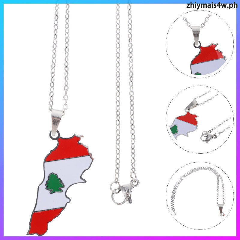 คอจี้ธงแผนที่และสร้อยคอธงสําหรับผู้หญิงและผู้ชาย Lebanon เครื่องประดับ Lebanon แผนที่จี้สร้อยคอ Leba
