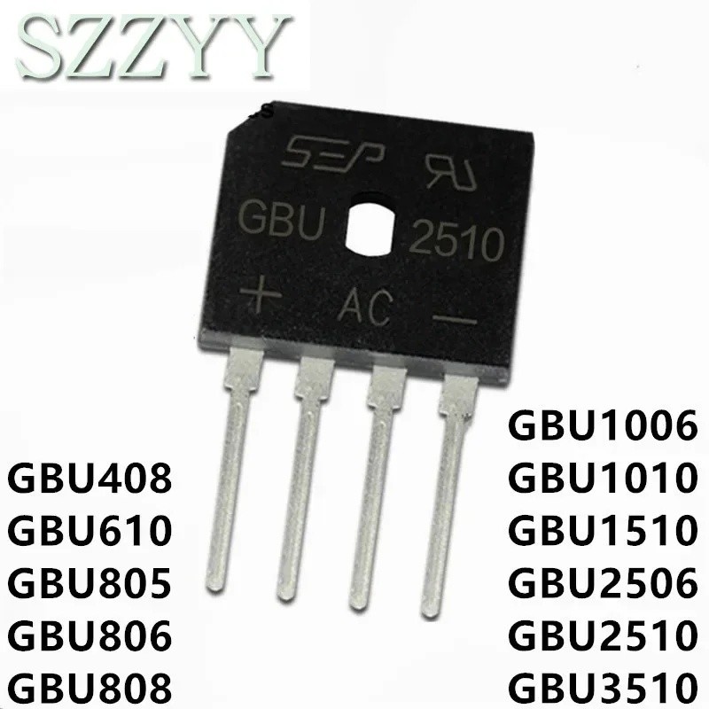 1-5PCS GBU408 GBU610 GBU805 GBU806 GBU808 GBU1006 GBU1010 GBU1510 GBU2506 GBU2510 GBU3510 สะพานวงจรเ