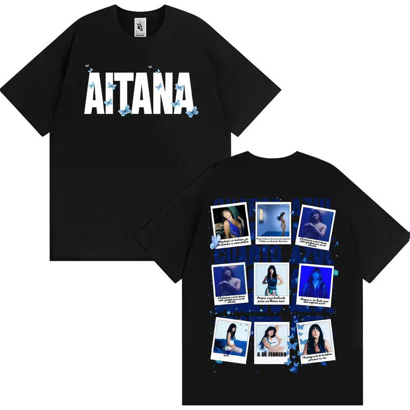 เสื้อยืดลายกราฟิกภาพหนังของอัลบั้ม Aitana Cuarto Azul ปีสําหรับผู้ชายและผู้หญิง สไตล์ H
