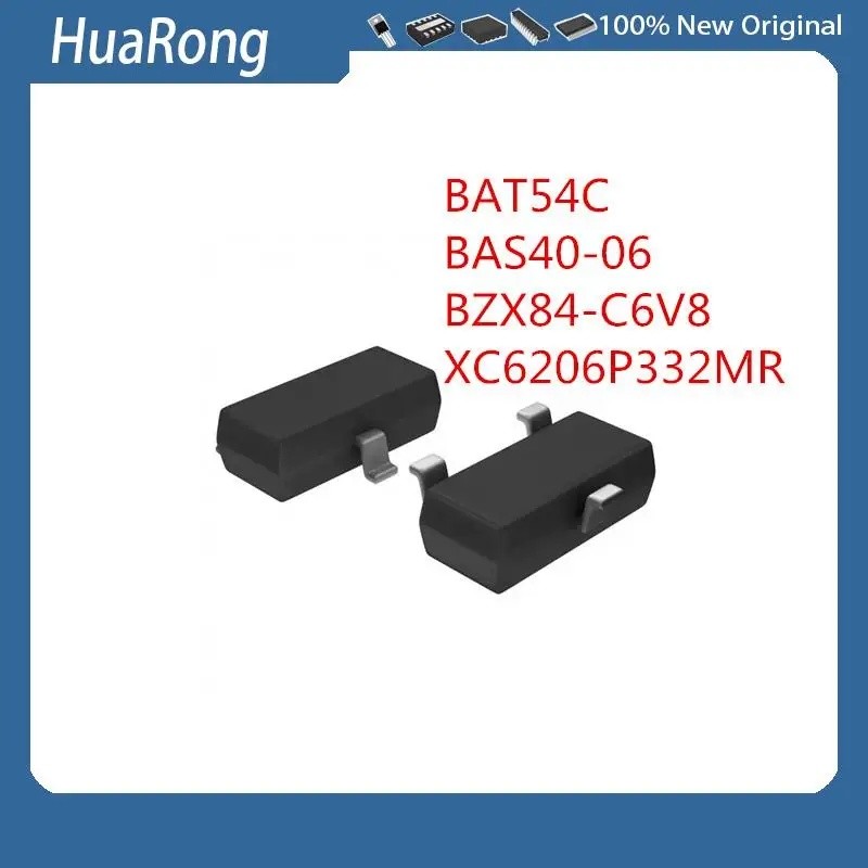 50 ชิ้น/แบทช์ BAT54C WW1 0.2A 30V BAS40-06 BAS40 L2 BZX84-C6V8 Z5W 6.8V XC6206P332MR 662K 3.3V-23