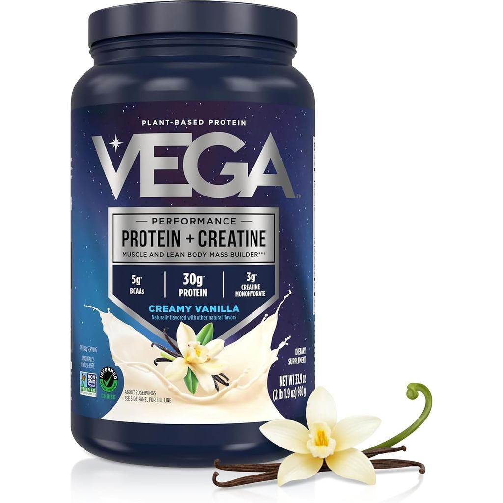 Vega Protein+Creatine-30g Plant Protein Powder+3g Creatine So You Rebound Faster-Low Carbohydrate Pl
