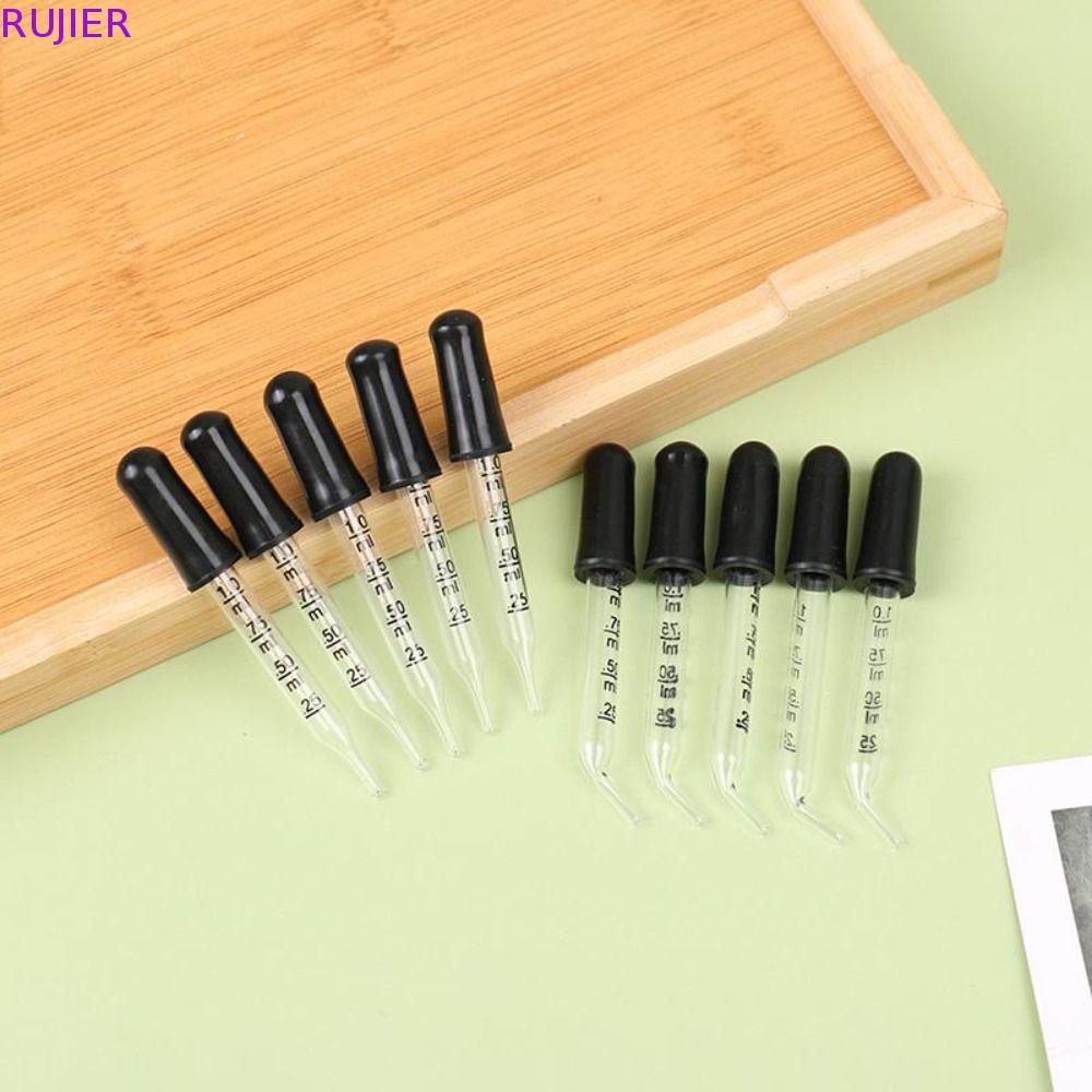 RUJIER Scale Dropper นํากลับมาใช้ใหม่ตรง/ข้อศอกอเนกประสงค์ขวดน้ํามันฟาง Scaled Dropper Transfer เคมี