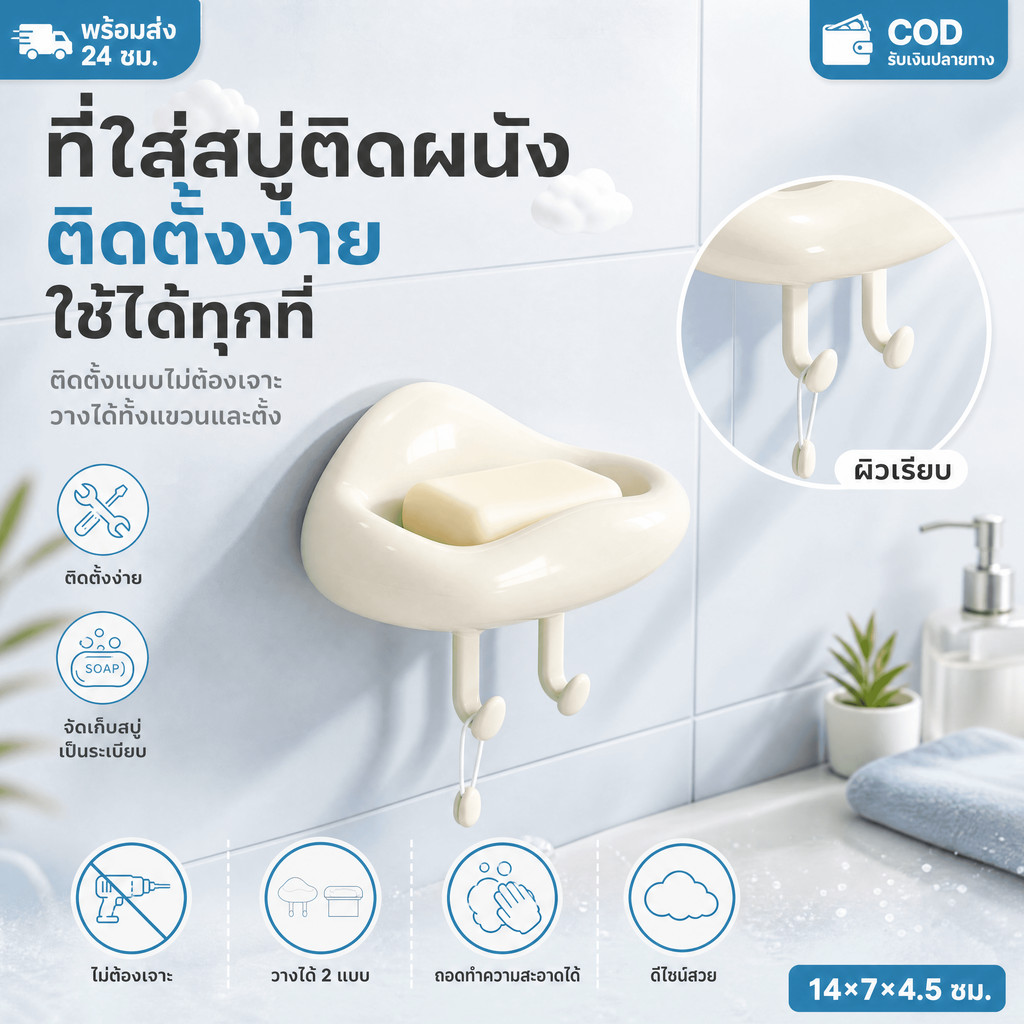 🧼 ที่วางสบู่รูปเมฆ ถาดอเนกประสงค์ ขนาดกะทัดรัด เหมาะอย่างยิ่งสำหรับการสร้างสรรค์สไตล์ห้องน้ำที่สมบูรณ์แบบ