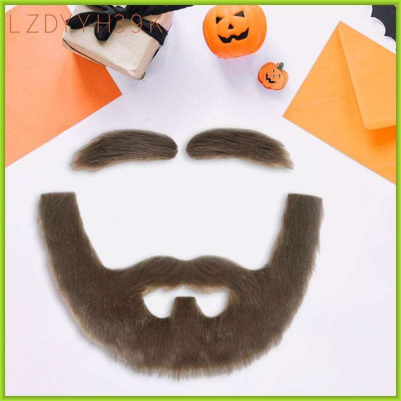 [lzdyyh39k] 6xFake Beard แต่งหน้าผมปลอมบนใบหน้าสําหรับเทศกาลฮาโลวีน Stage Performance สีน้ําตาล