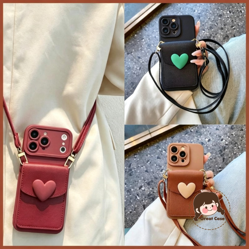 น่ารัก Love Heart Card Holder เคสโทรศัพท์สําหรับ Vivo V25 V23 V23E V21 V21S V21E V15 V11i V9 V7 V5 P