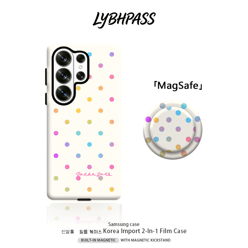 เคสซัมซุง+แม่เหล็ก Griptok MagSafe เรียบง่าย แฟชั่น สีสันสดใส ลายจุด 2ชั้น เคส Samsung galaxy s20/s21/s22/s23/s24/s25/s26 fe plsu egde ultra NOTE20 ULTRA 5G 4G เปิดเลนส์ โทรศัพท์ มือถือ case