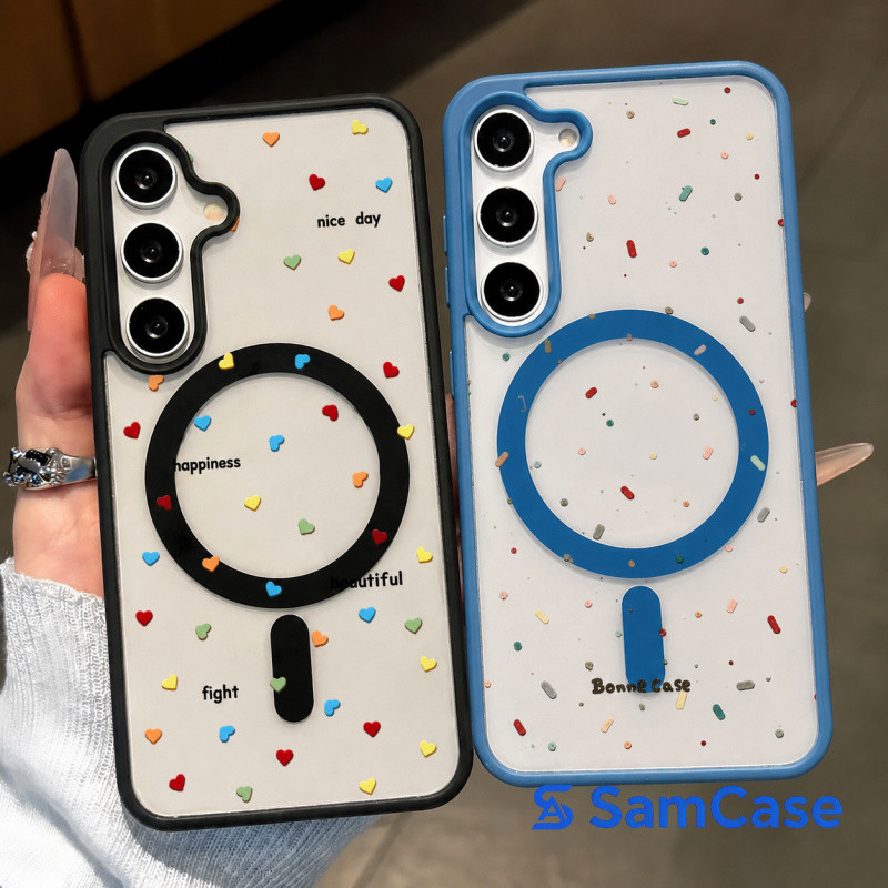 เคส Samsung A56 A55 A06 A07 A36 A15 A16 A17 A35 ลายหัวใจ ลายจุด มินิมอล น่ารัก สไตล์กราฟิก เคสด้าน แม่เหล็ก กันกระแทก
