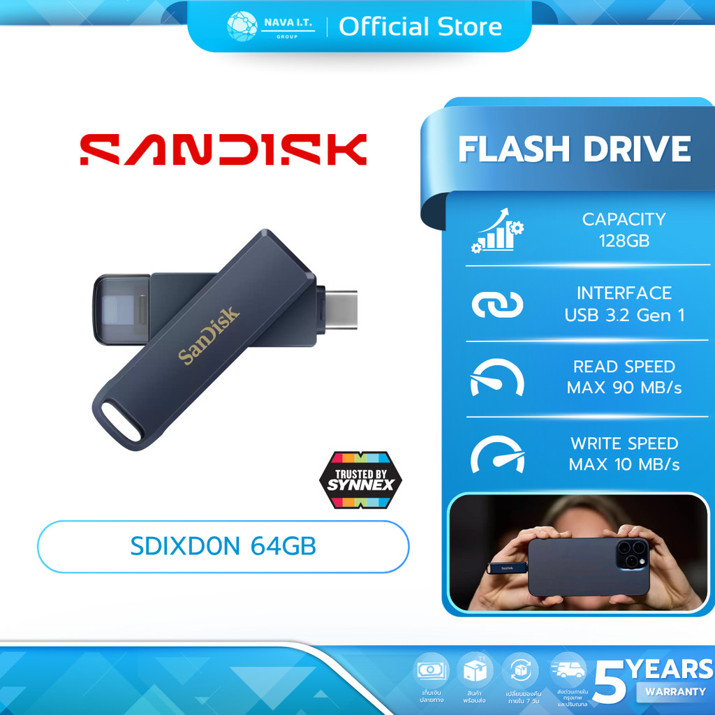 (มีส่งด่วน) FLASH DRIVE (แฟลชไดรฟ์) SDIXD0N 128GB USB 3.2 Gen1 (SDIXD0N-128G-GN6NE) WARRANTY 5 YEARS