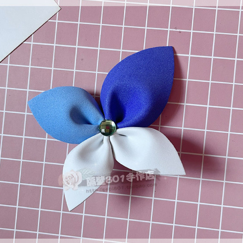 Luo Tianyi Blue‑White Four‑Petal Flower Hair Clip Otori Emu Cosplay Headwear Non‑Daily Hair Accessor