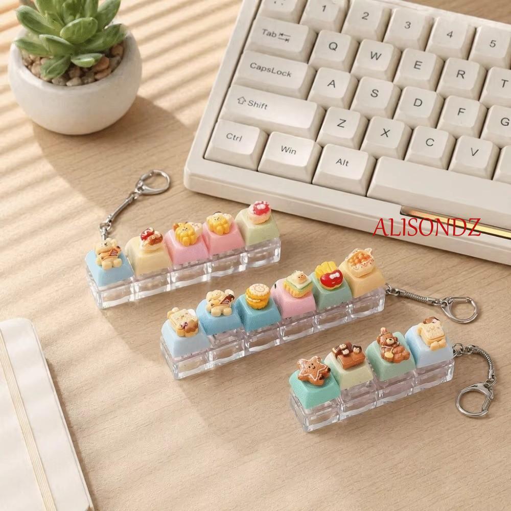 ALISONDZ Keycap Fidget พวงกุญแจ, Mechanical Bear Keycap คีย์บอร์ด Clicker ของเล่นพวงกุญแจ, Key Switc