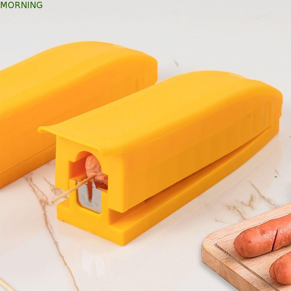 MORNING เครื่องตัดสุนัขร้อน, เครื่องปอกไส้กรอก DIY สร้างสรรค์, เครื่องมือหั่นสีเหลืองพลาสติกมัลติฟังก์ชั่นเครื่องตัดแฮมแคมป์ปิ้ง