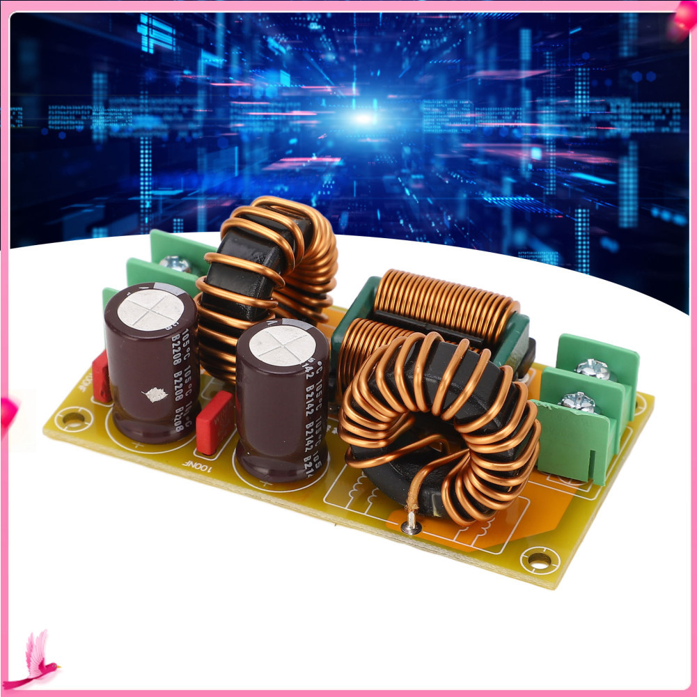 Yaostoree-th DC Power EMI Filter 20A LC เครื่องลดเสียงรบกวนวงจรกรองสามขั้นตอนฮาร์มอนิกแบบพาสซีฟที่มีพิกัด 50V และขั้วต่อสายไฟ 7.62 สำหรับการปราบปรามสัญญาณรบกวนพัลส์ชั่วคราวอย่างรวดเร็วของยานยนต์