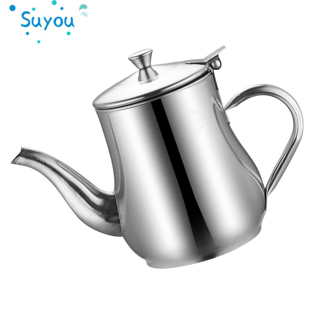 SUYOUPH ขวดจ่ายน้ํามัน, 201 สแตนเลส 13oz/18oz/24oz เครื่องจ่ายน้ํามันมะกอก, ขวดจ่ายน้ําส้มสายชูสมัยใ