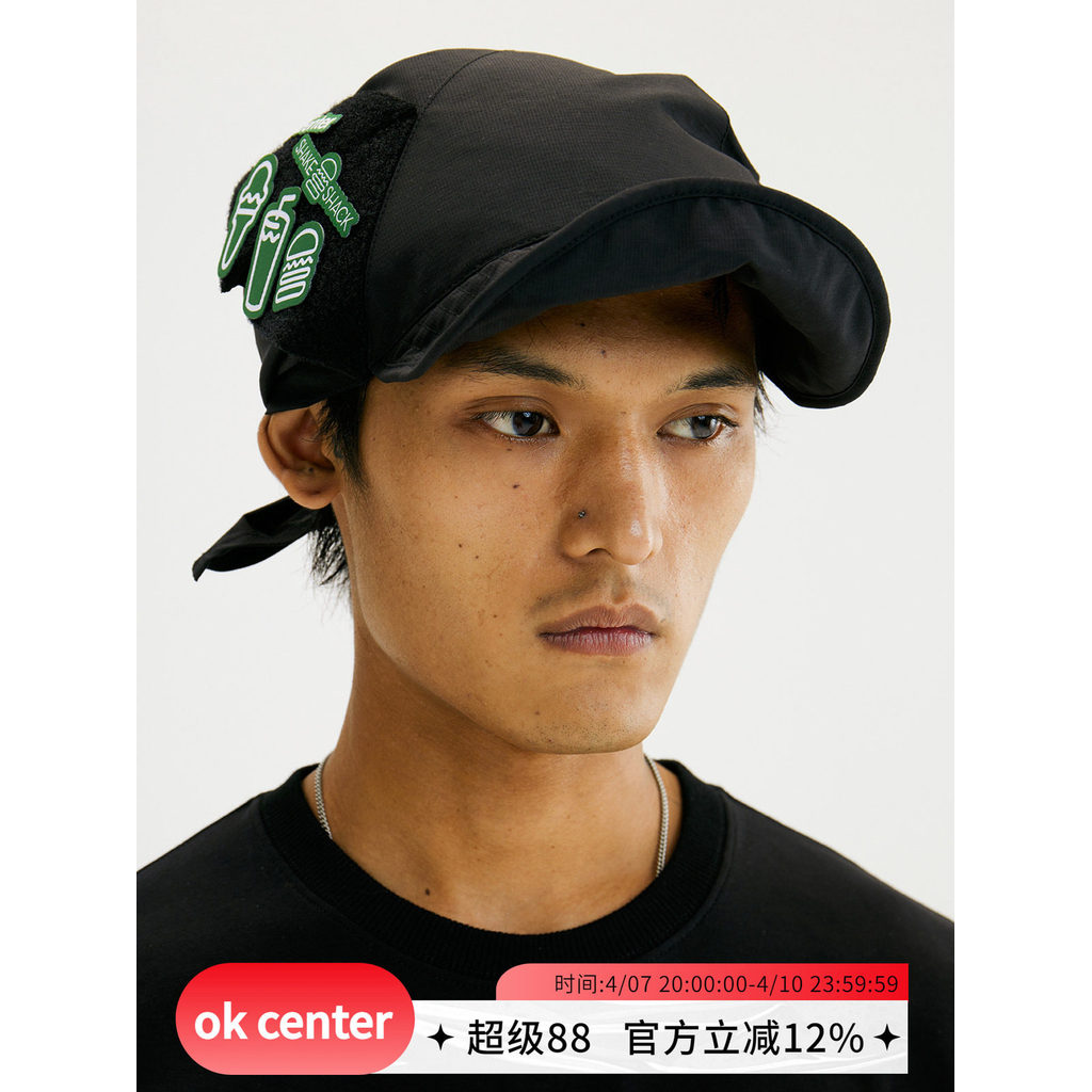 Ok center x Shakeshack Burger Velcro Curling Headscarf Hat สีดํา