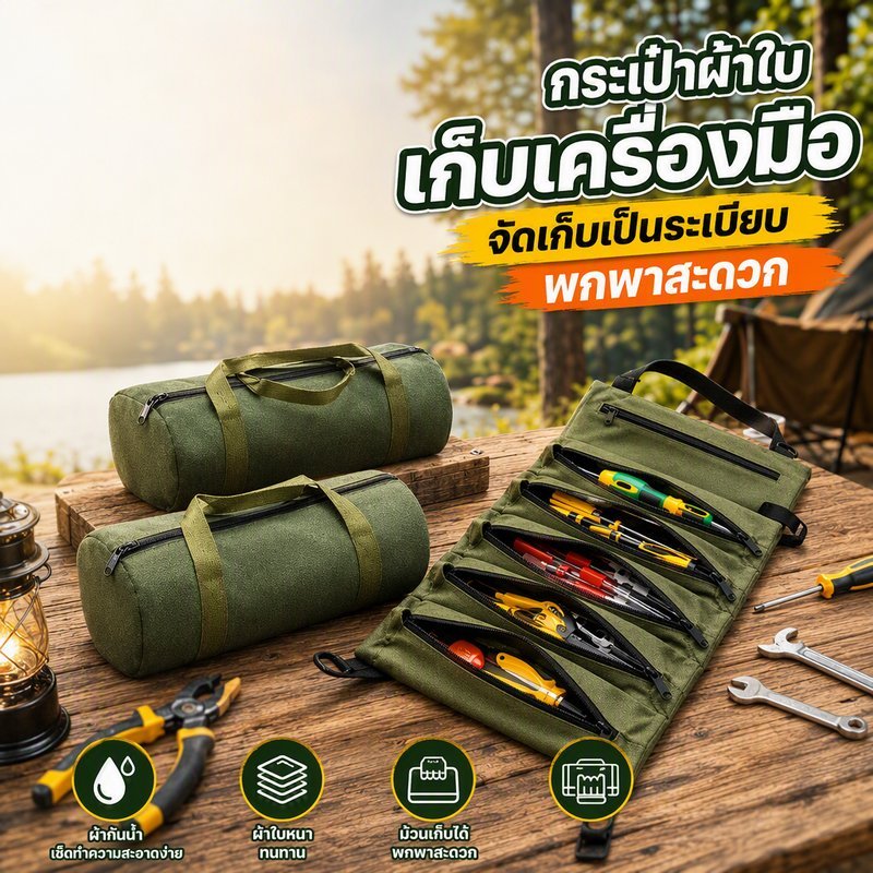 กระเป๋าเครื่องมือ ผ้าใบหนา กระเป๋าช่างไฟ ทนสึก กันรอย ซิปแข็งแรง หูหิ้ว พกพาง่าย หลายขนาด