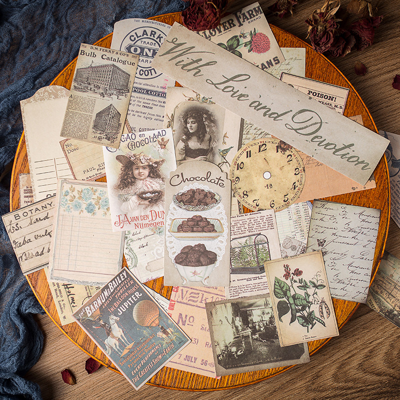 Junk journal Retro วัสดุผสมกระเป๋าขนาดใหญ่ Distressed English Book หน้าเพลง Score Bills สติ๊กเกอร์โน