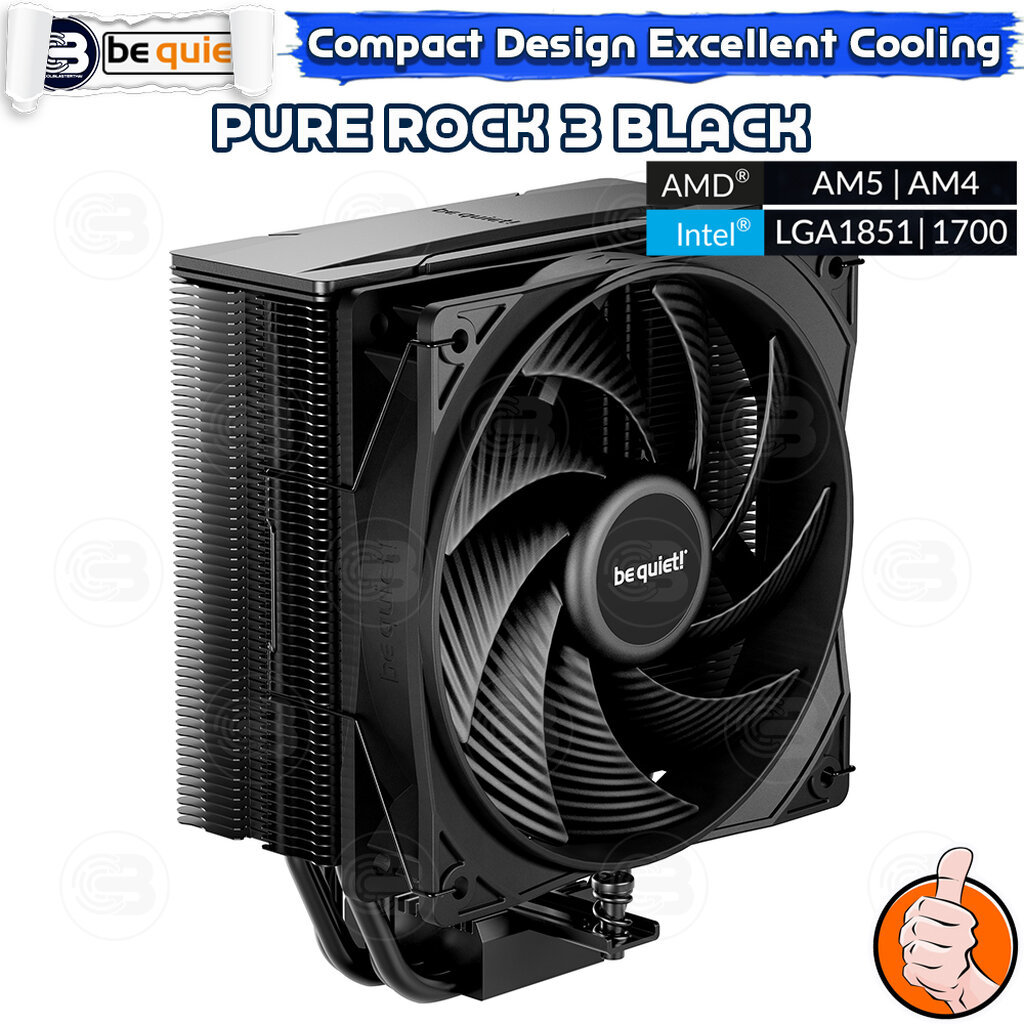 [CoolBlasterThai] Be Quiet PURE ROCK 3 Black Heat Sink CPU Cooler (AM5/LGA1851 Ready) (BK039) ประกัน
