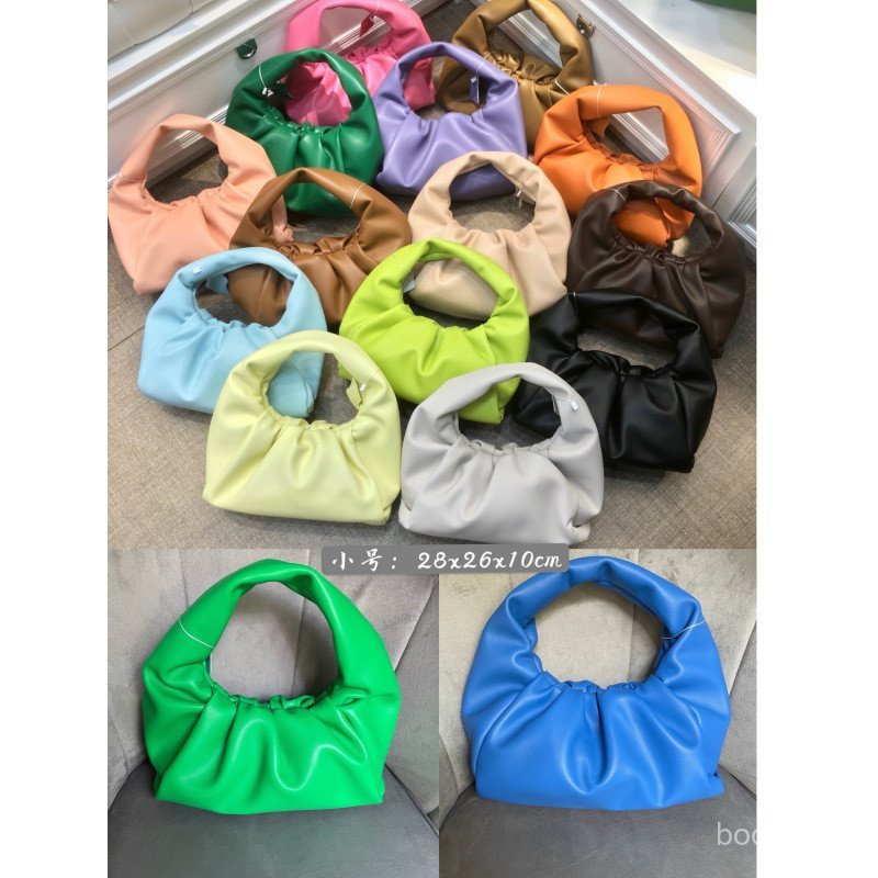 H5WF คลังสินค้าพร้อม BV High-Feeling All-Match ของแท้หนัง Cloud Bag 2025 สไตล์ใหม่จีบ Horn Dumpling 