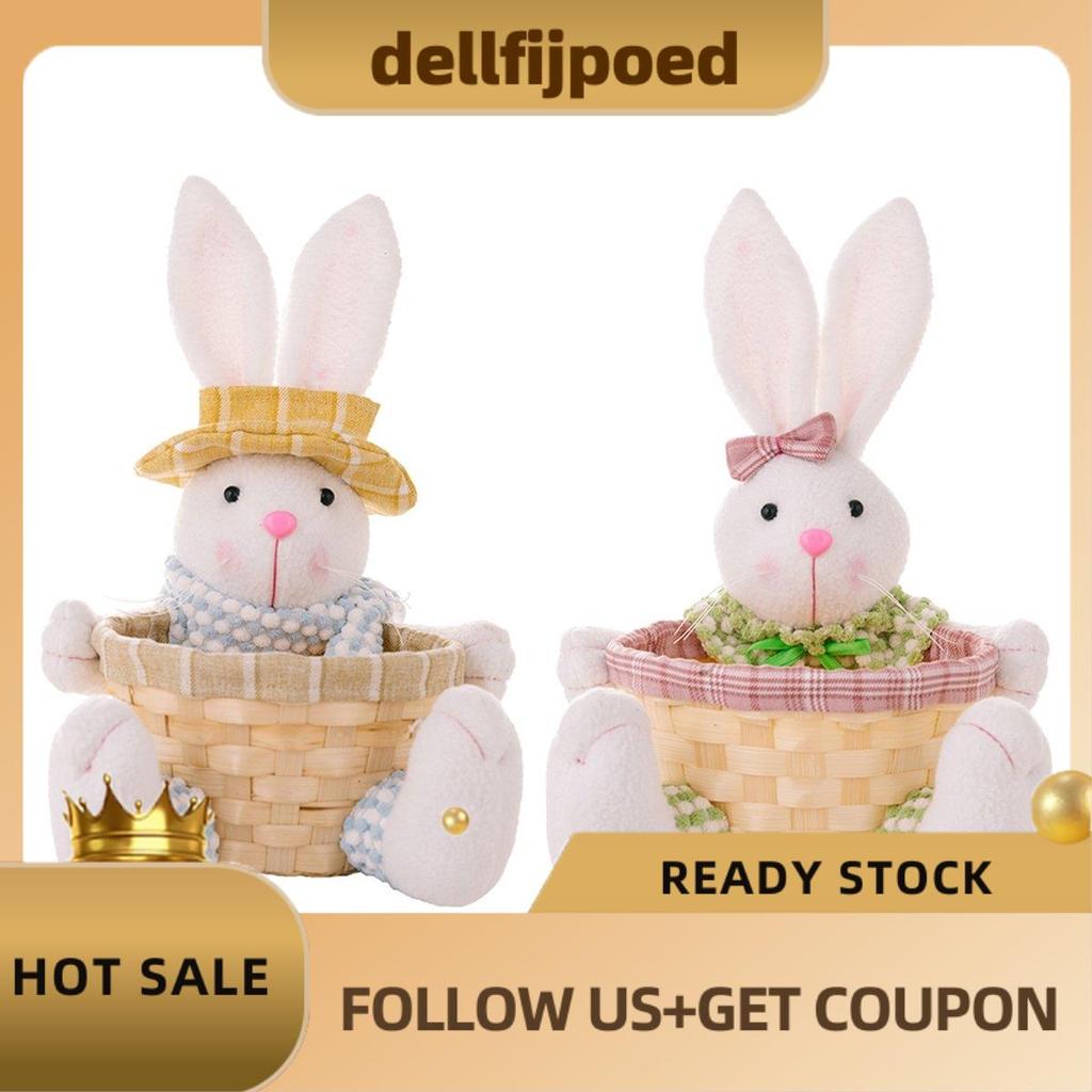 dellfijpoedEaster Candy Dish, Bunny Easter Basket, Easter Candy Storage Basket, Gift Box for Table D