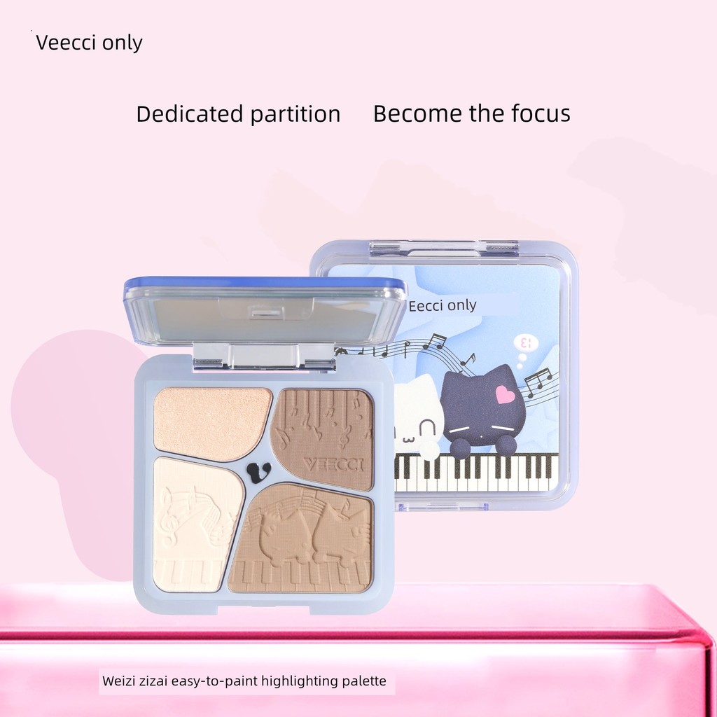 คอนทัวร์ contour VEECCI VEECI แผ่นคอนทัวร์สี่สี x Note Pudding Co-Branded Matte Highlighting Aesthet