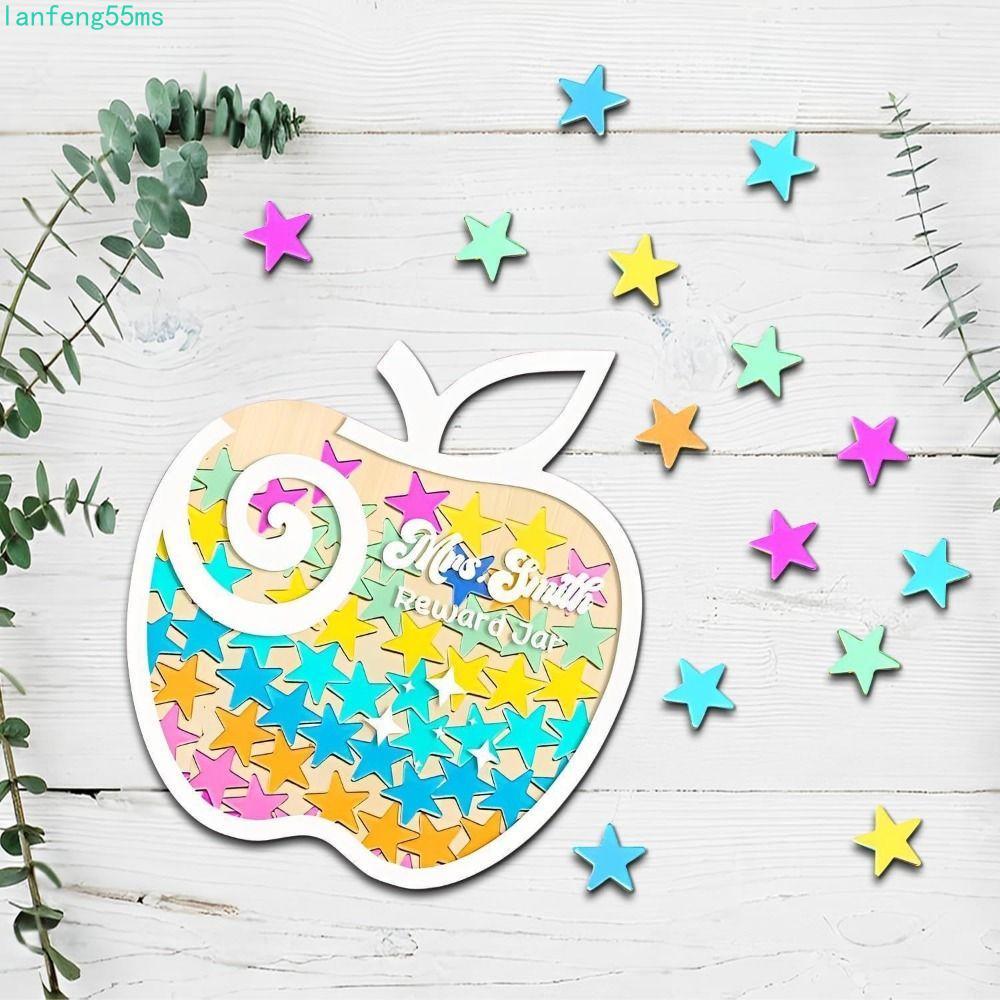 LANFENG Positive Behavor Rewards Jar, ไม้การ์ตูนเด็ก Star Reward Jars, รับผิดชอบกับวงเล็บ Heart Clas