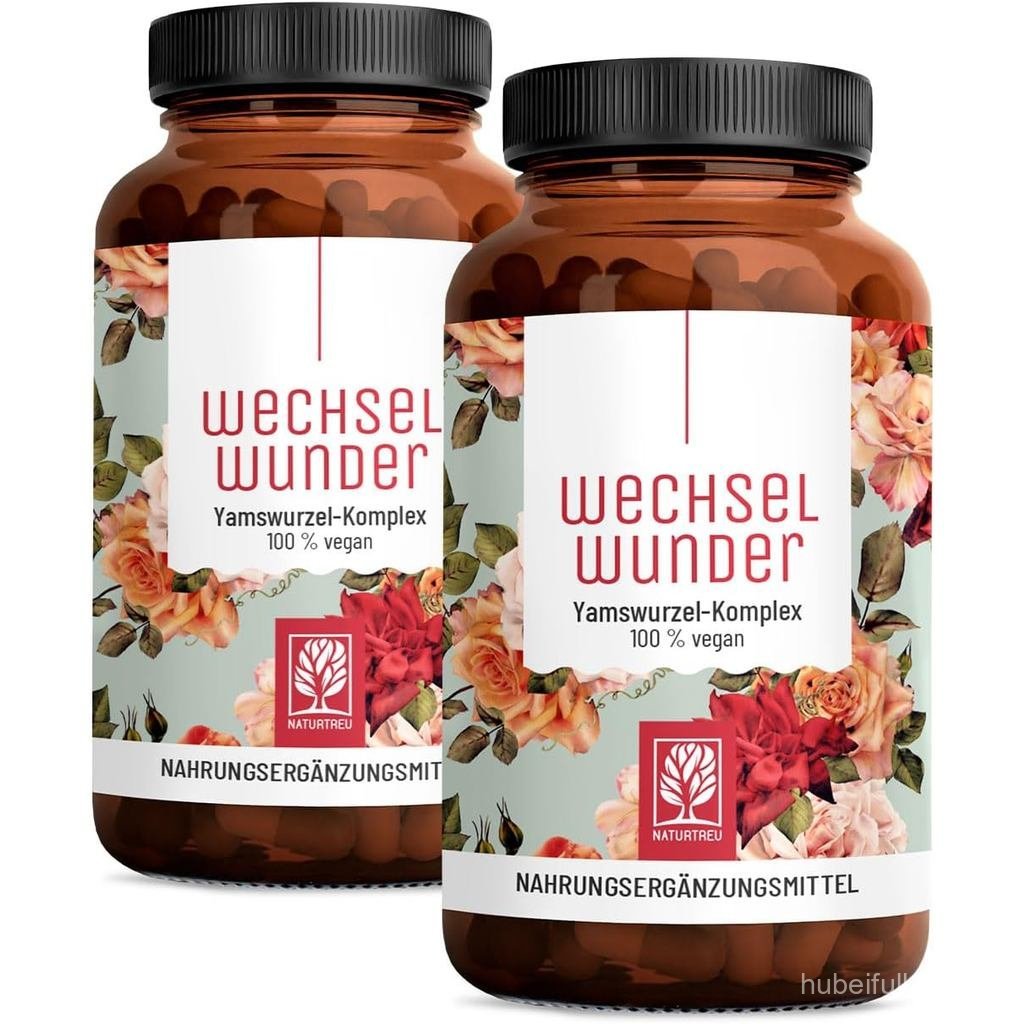 WECHSELWUNDER-500mg Yam Essence พร้อม Red Clover 340mg, Valerian, Iron, วิตามิน B9 และ B12 High Dose