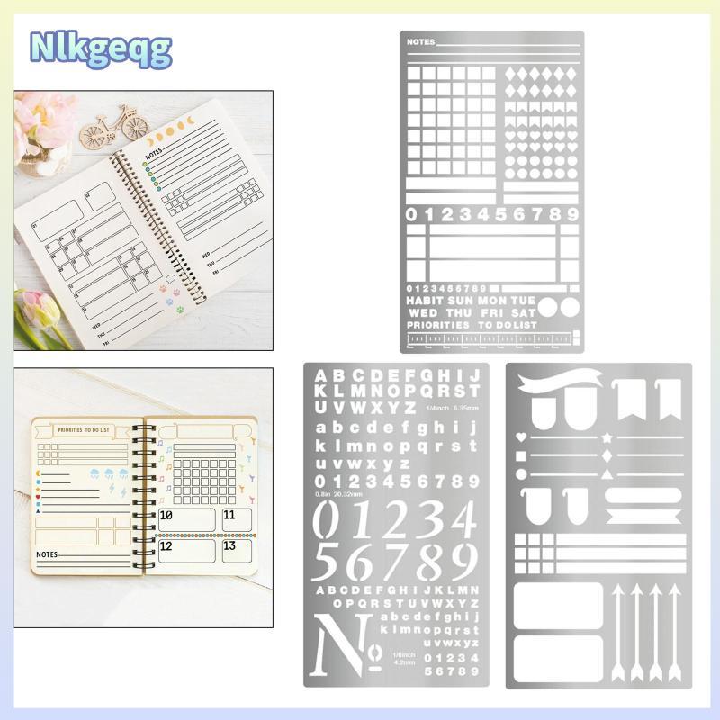 [nlkgeqg] Metal Journal Stencil Drawing Stencil Template Planner Stencil สําหรับการวางแผนไดอารี่