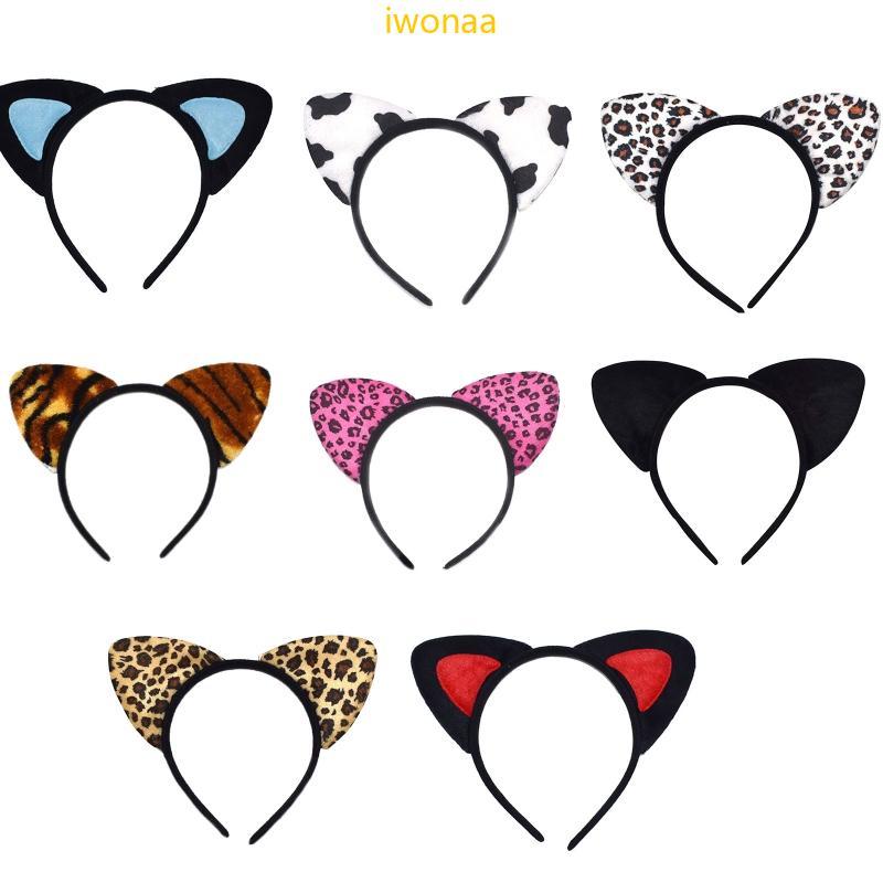 Iwo Leopard Cats Ear Headband Leopard Hairband Cow Tiger พิมพ์ผม Hoop Night P