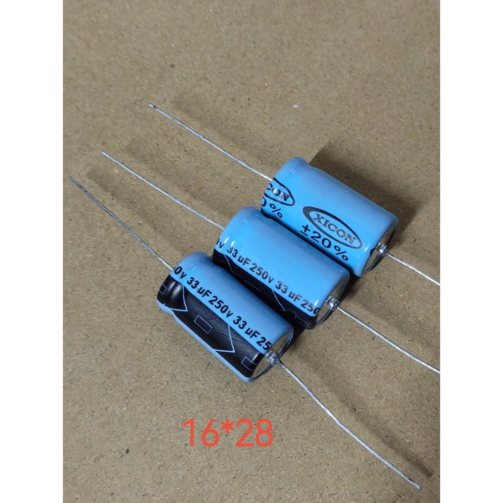 250V33UF 33UF250V ยี่ห้อใหม่ Axial แนวนอนอลูมิเนียม Electrolytic Capacitor Audio Capacitor 16 * 28
