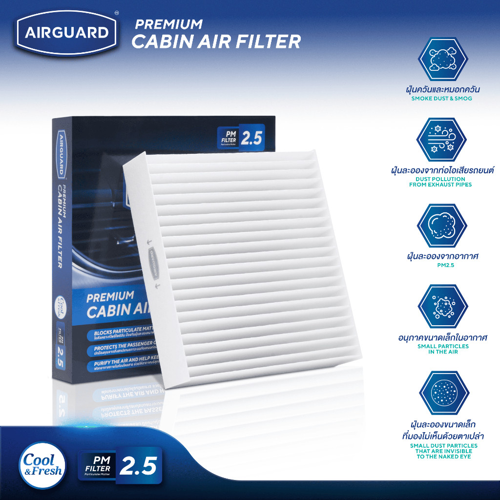 &[PM2.5] AIRGUARD กรองแอร์ MG ZS / GS / HS / EP / ES / MG3 / MG4 / MG5 / MG6 / MAXUS (เลือกตามรุ่นรถ