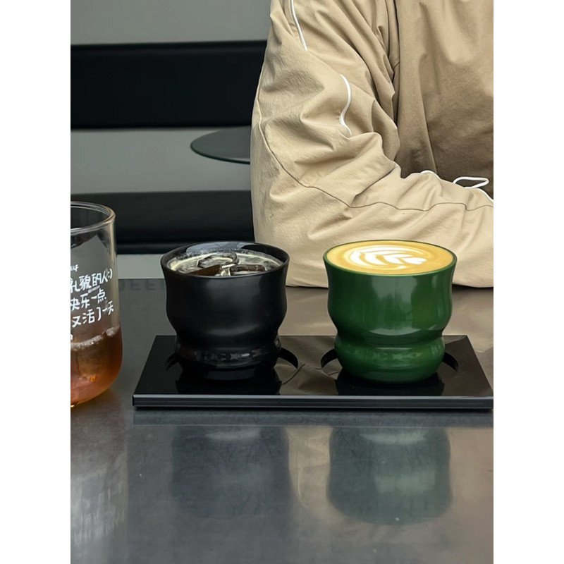 [ร้านใหม่จัดส่งฟรี] Niche Simple Ceramic Mug Espresso Cup Hand-Made Ceramic Wine Cup Hand-Pinched Am