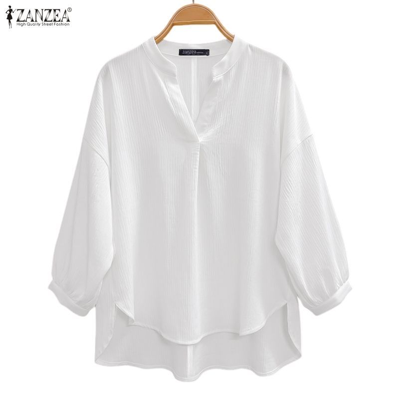 ZANZEA เสื้อเบลาส์คอวีแขนยาวสูงเกาหลีสําหรับผู้หญิง — صورة 4