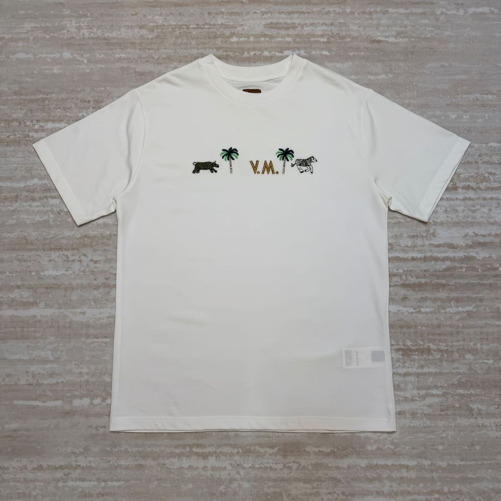 SAAV Lsv * สัตว์เย็บปักถักร้อยรอบคอแขนสั้นหลวม Fit ผู้ชายผู้หญิงสไตล์เดียวกันเสื้อยืด