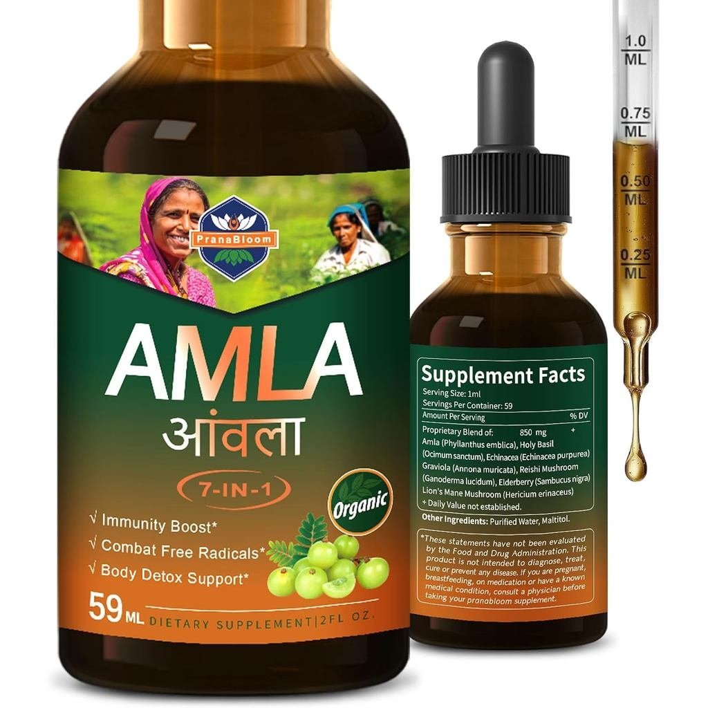 Amla Indian Gooseberry Extract Drops สําหรับ Immune Support - 2 ออนซ์