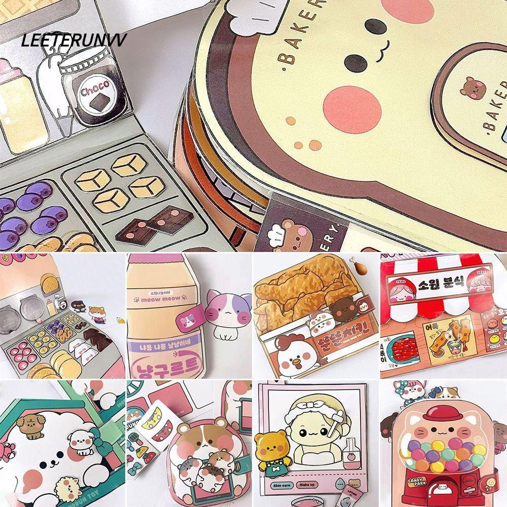 LEETERUNV Waffle Quiet Book, Bread Colourful Cartoon Busy Book, Dress-up Material Paper Fried Chicke