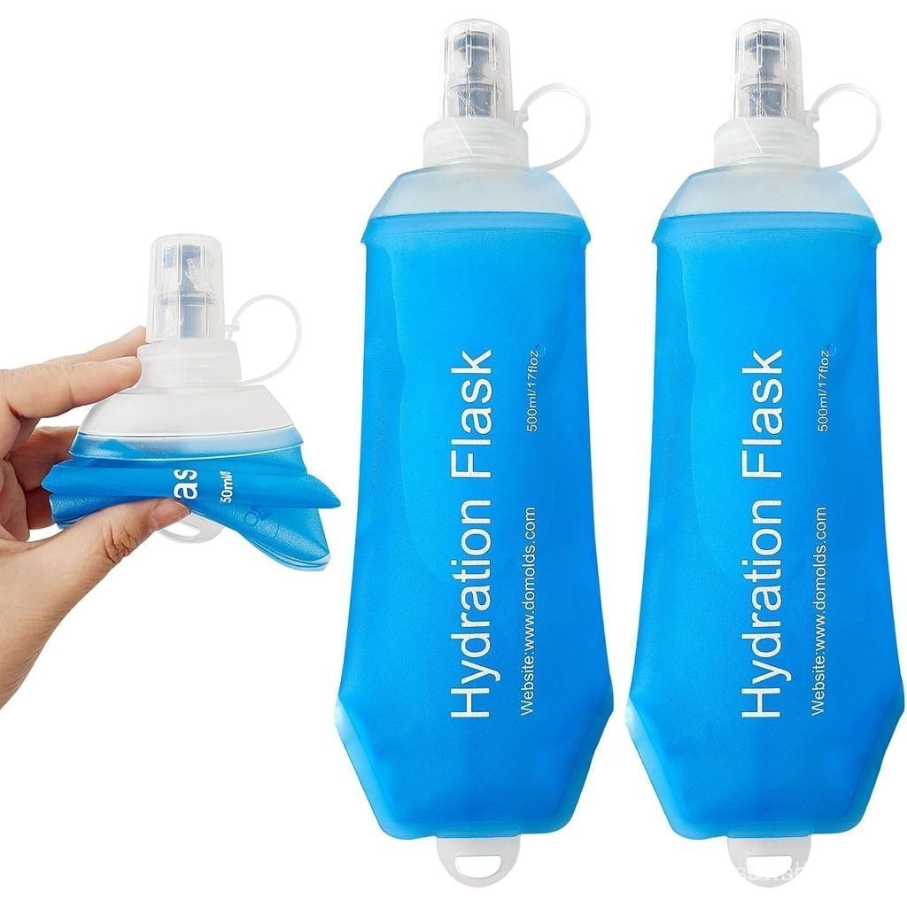 2Pack500mlSoftFlak,ShrinkleasYouDrinkCollapsibleWaterBottlesforRunningVest & HydrationPack,BPA-Free 