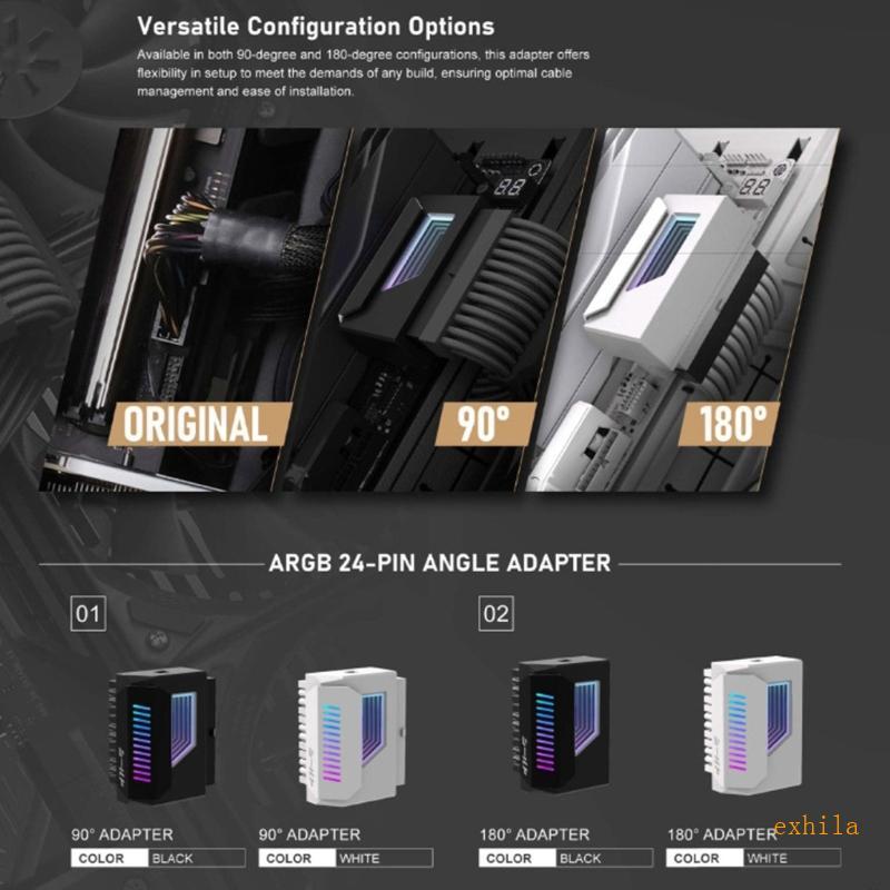 Exhila 24Pin Power Supply Adapter 180 องศาพร้อม ARGB Syncing สําหรับคอมพิวเตอร์สร้าง
