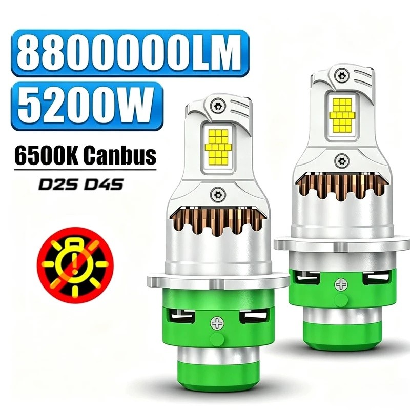 5200W D4R D2R หลอดไฟหน้า LED Canbus 8800000LM D1S D3S พัดลมเทอร์โบหลอดไฟรถยนต์ D4R D2R D1R D3R LED A