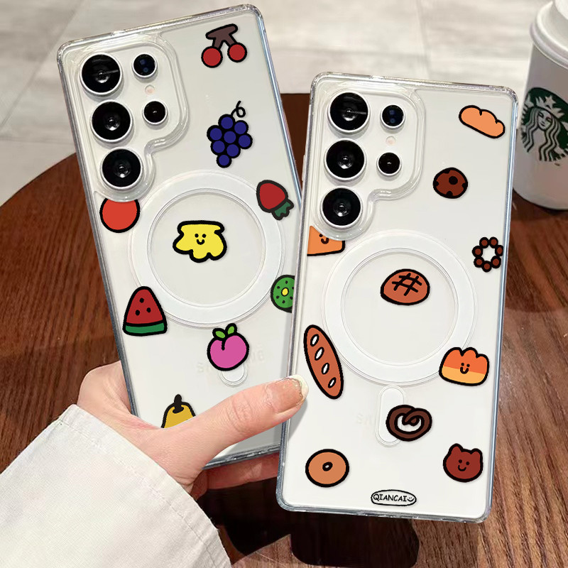 SAMSUNG ผลไม้น่ารักและขนมปังขนมเคสโทรศัพท์แม่เหล็กสําหรับSamsung S26 Ultra S25 Ultra Edge S22 S23 S2