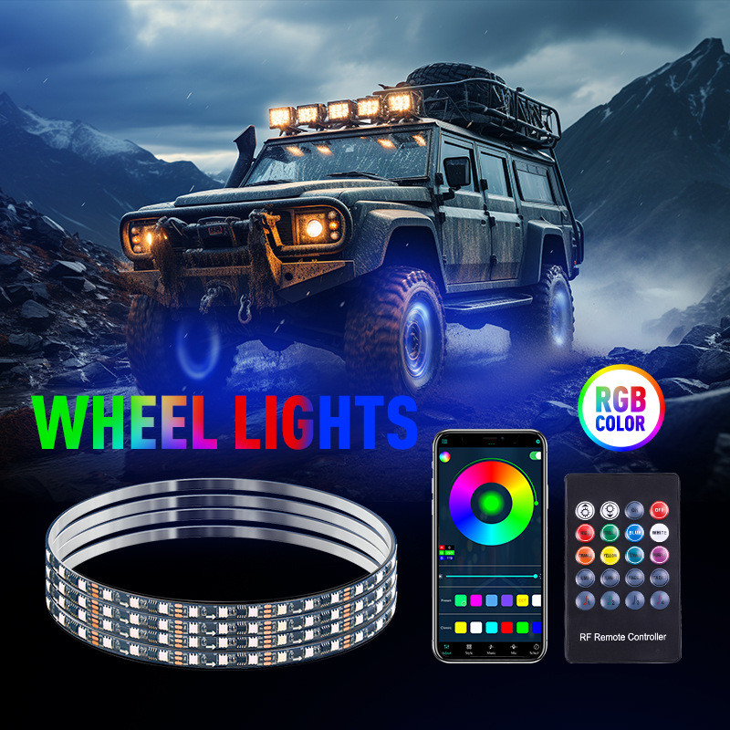 ไฟล้อรถ RGB สีสัน Phantom สี APP Streamer แชสซีไฟ Off-Road รถ SUV ล้อ Ambient Light ตกแต่ง 2026.7.19
