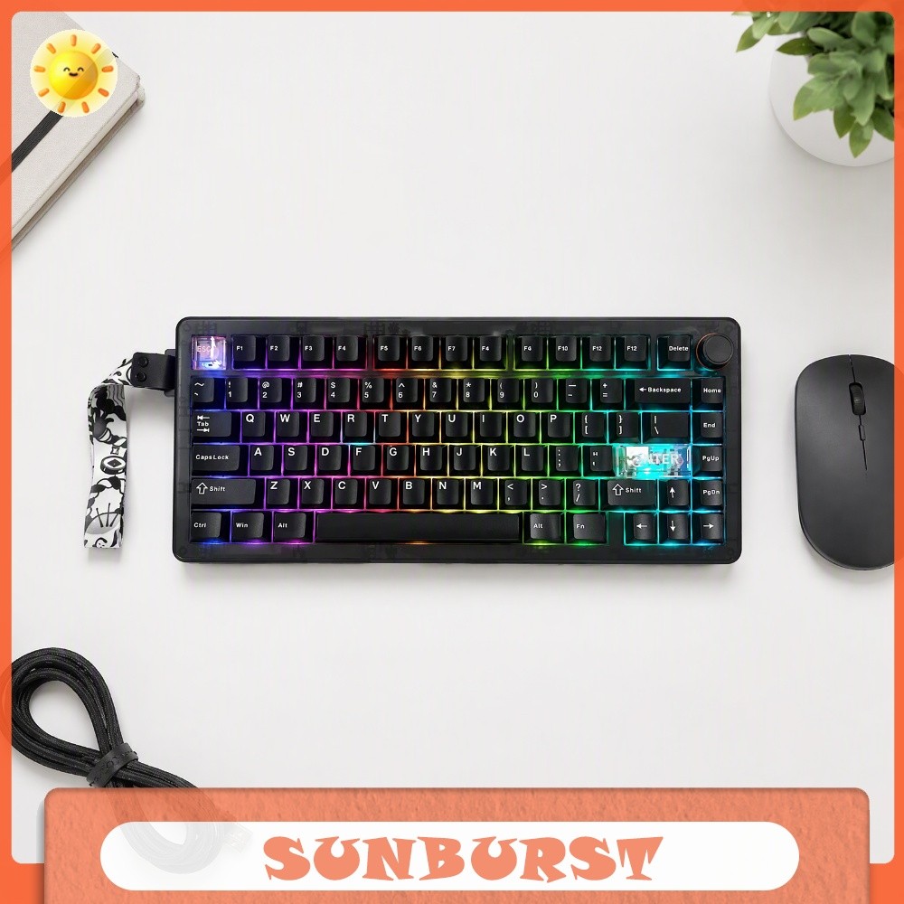 QK75 4000mAh ปะเก็นคีย์บอร์ดแบบกลไก 81 คีย์ไร้สาย BT RGB Hot Swap