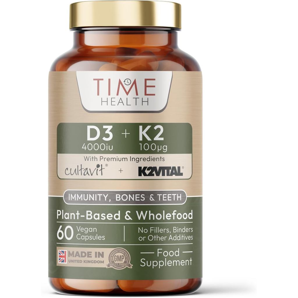 วิตามินดี3 + K2 - CULTAVIT® D3 & K2VITAL® MK-7-60 แคปซูล - UK Made