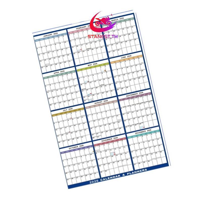 Stanest 2026 Wall Calendar Planner 2026 Full Year to View ปฏิทิน Erasable Wall Planner Family Home O