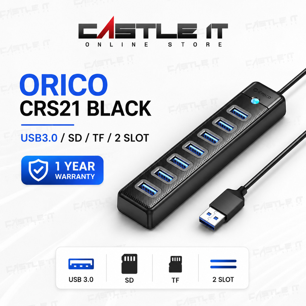ORICO PW7U-U3-10 USB 3.0 7-Port USB Hub Type-C อินพุตไฟ 100 ซม.